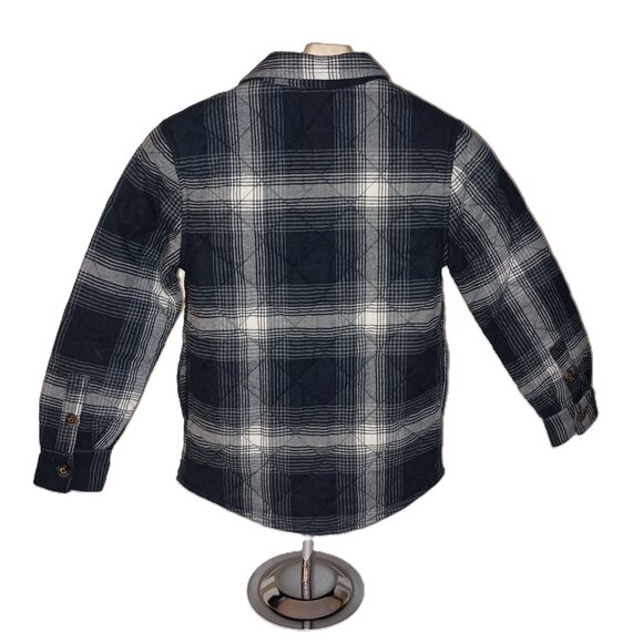 Sonoma Blue & White Plaid Quilted Shacket Boys Small Flannel Lined Shirt Jacket - Picture 3 of 15